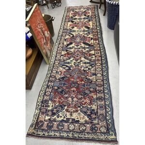 Antique Handmade Caucasian Wool Runner Rug Early 20th Century- 10.3 X 3 Ft.
